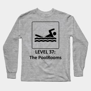 The Backrooms - The Poolrooms - Level 37 - Black Outlined Version Long Sleeve T-Shirt